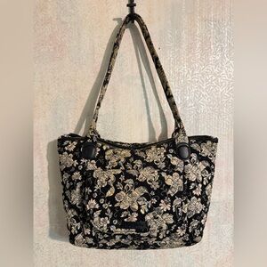 Vera Bradley Vintage Black & White Flower ( Holland Garden) Pattern Shoulder Bag